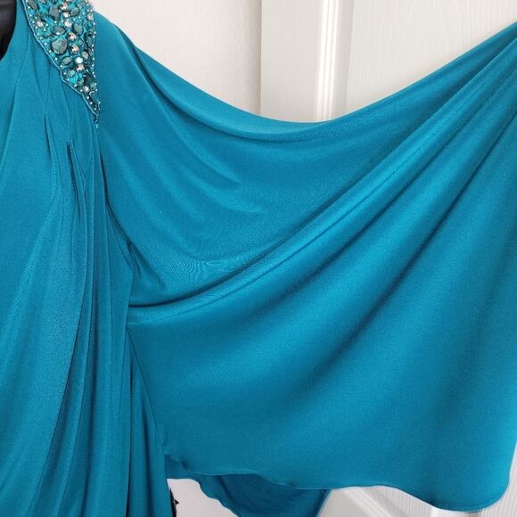 R&M Richards Woman Nwt One Shoulder Embellished Jersey Dress Size 16W - Picture 6 of 8